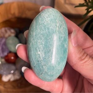 Polished Amazonite Crystal palm Stone